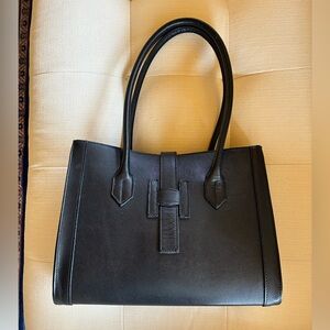Elegant Black Leather Structured Tote Bag